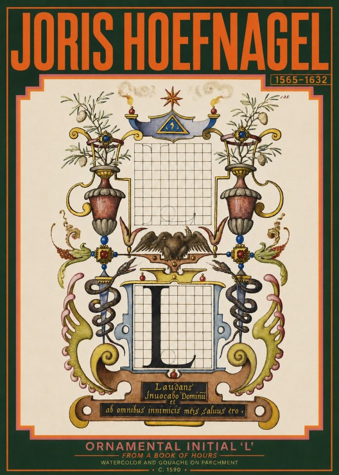 Joris Hoefnagel Ornamental Initial 'L' No3 - Plakát