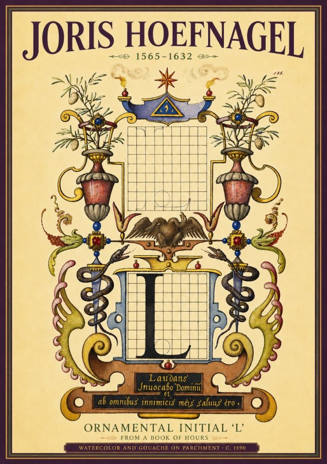 Joris Hoefnagel Ornamental Initial 'L' No4 - Plakát