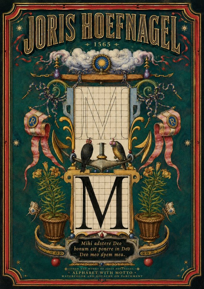 Joris Hoefnagel Alphabet with Motto • M • No3 - Plakát