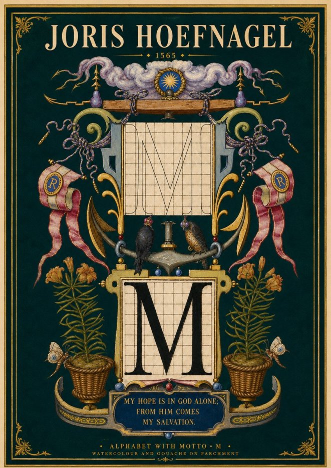 Joris Hoefnagel Alphabet with Motto • M • No4 - Plakát