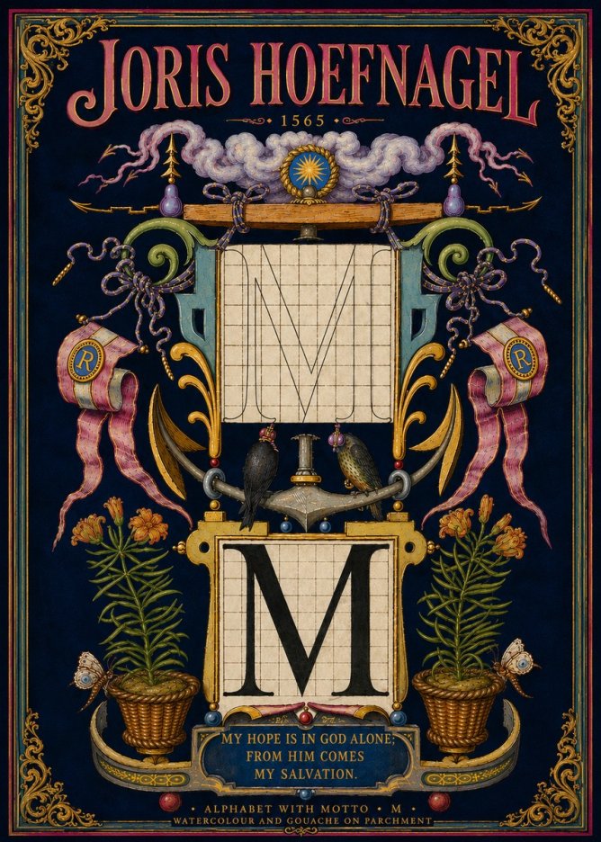 Joris Hoefnagel Alphabet with Motto • M • No5 - Plakát