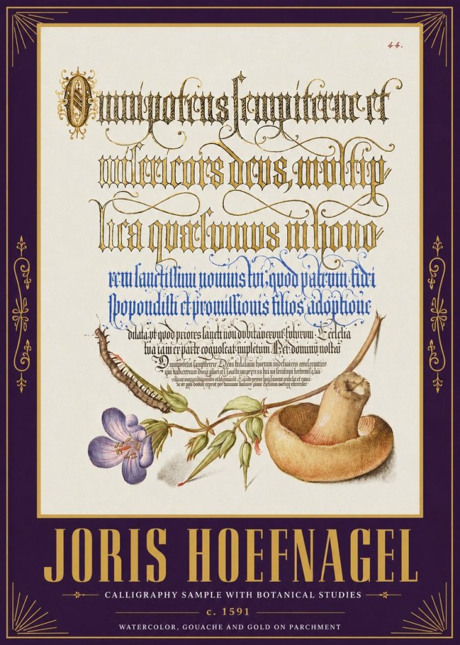 Joris Hoefnagel From a Series of Calligraphy Samples No5 - Plakát