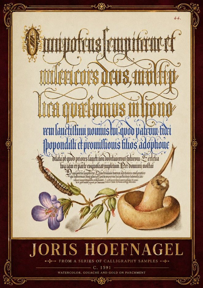 Joris Hoefnagel From a Series of Calligraphy Samples No6 - Plakát