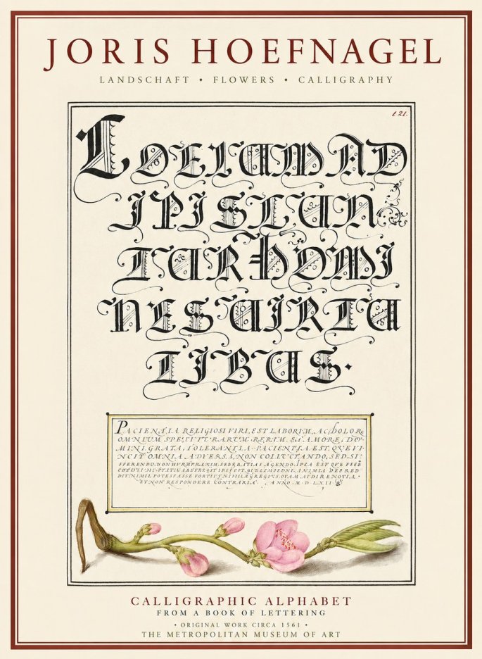 Joris Hoefnagel Calligraphic Alphabet from a Book of Lettering No1 - Plakát