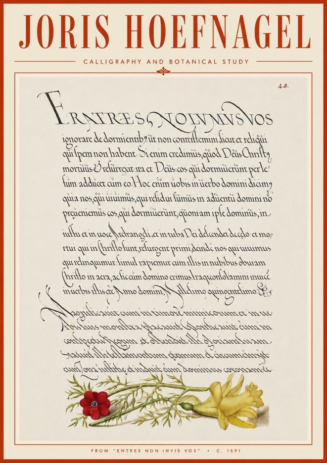 Joris Hoefnagel Calligraphy and Botanical Study I No6 - Plakát
