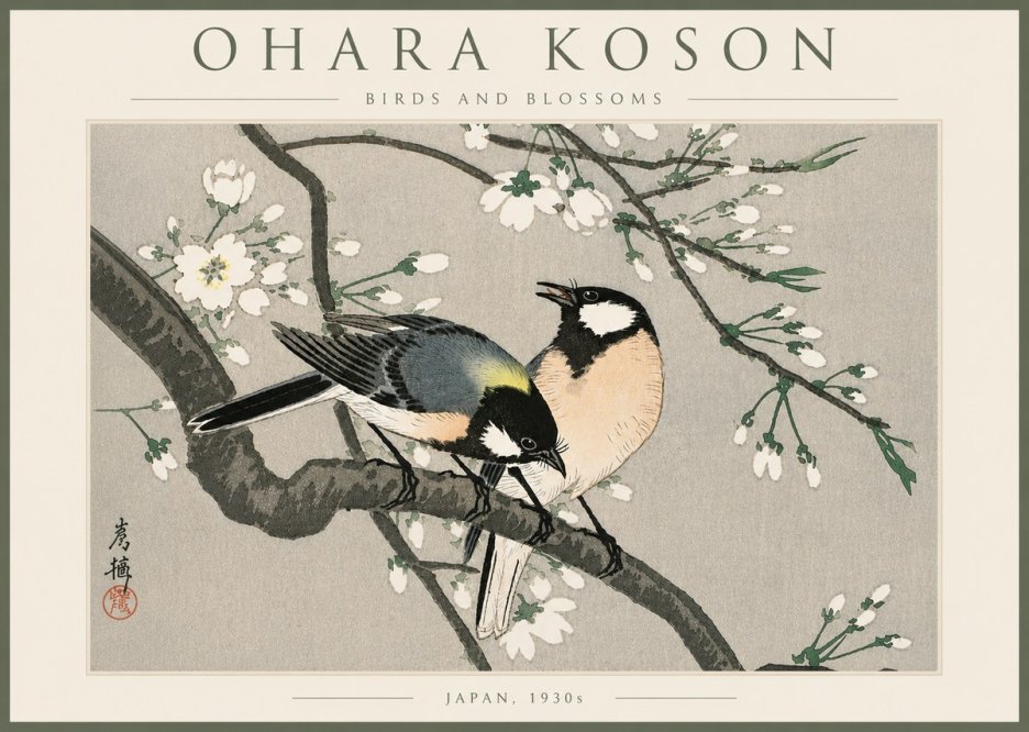 Ohara Koson Birds and Blossoms No6 - Plakát