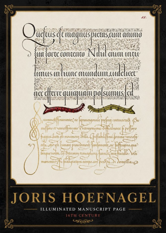 Joris Hoefnagel Illuminated Manuscript Page I No5 - Plakát