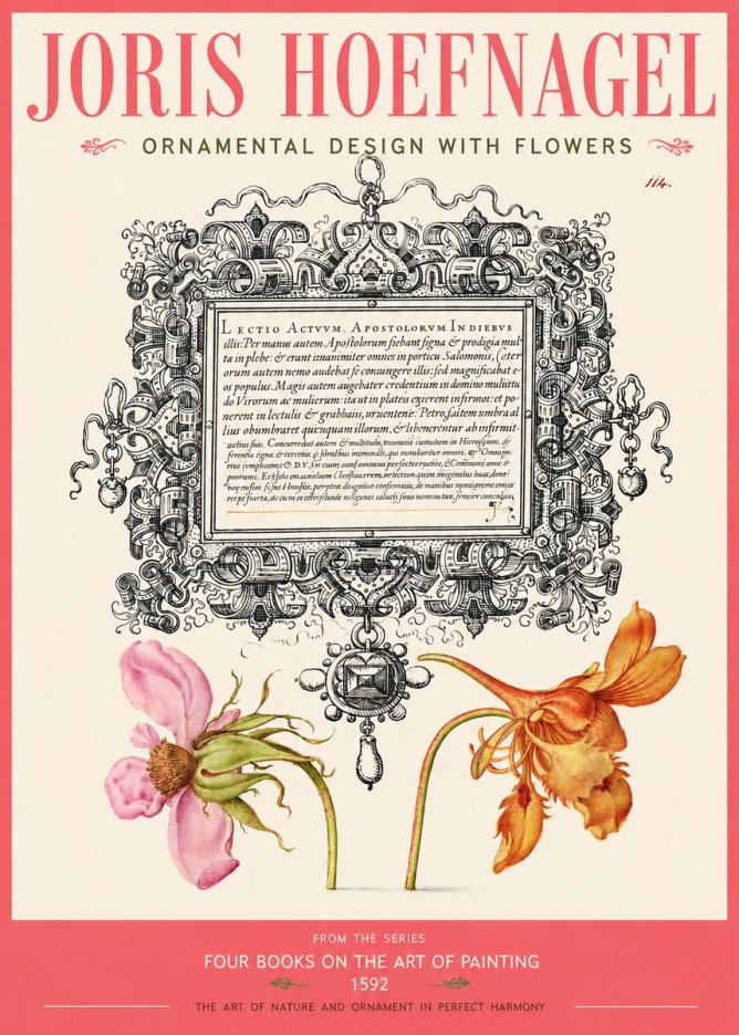 Joris Hoefnagel Ornament and Botanical Study No3 - Plakát