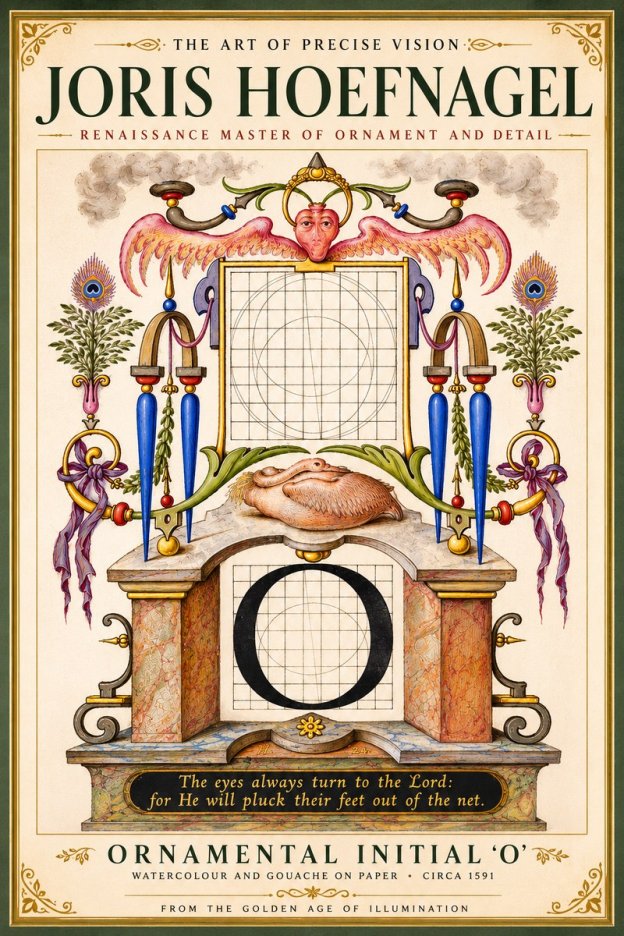 Joris Hoefnagel Ornamental Initial 'O' No5 - Plakát