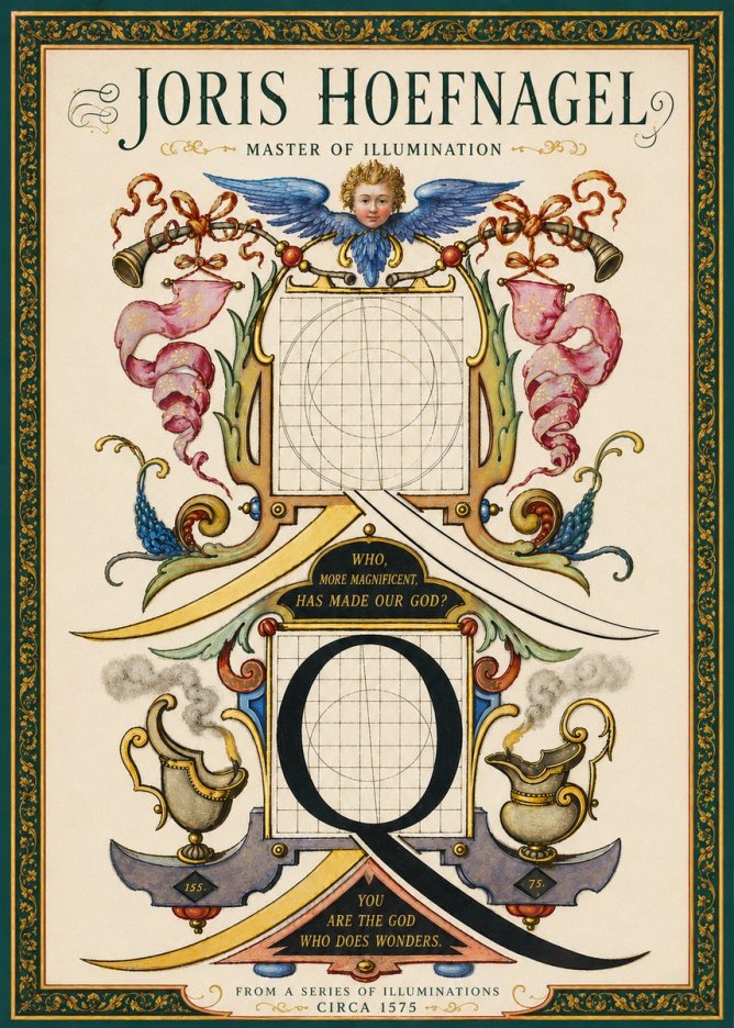 Joris Hoefnagel The Calligraphic Q No6 - Plakát