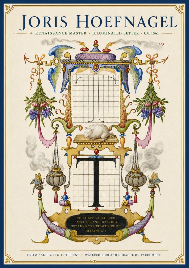 Joris Hoefnagel Letter T with Biblical Verse No4 - Plakát