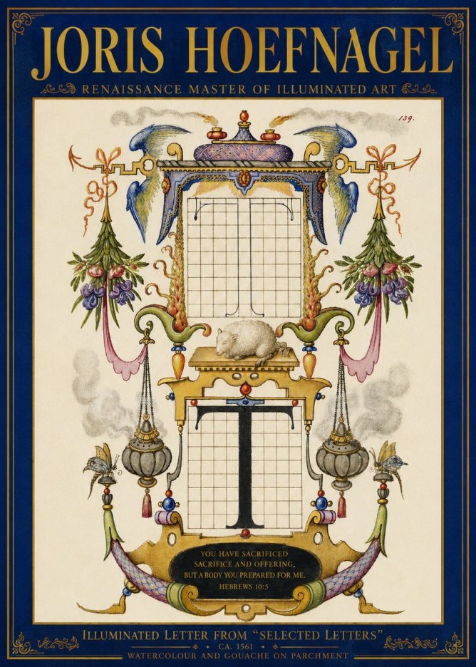 Joris Hoefnagel Letter T with Biblical Verse No5 - Plakát