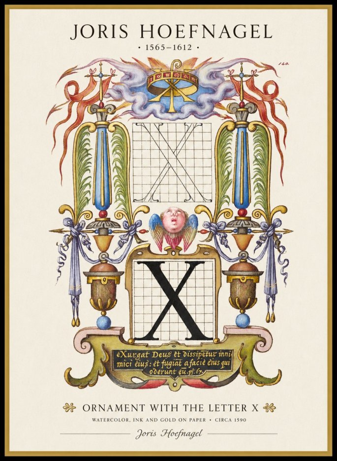 Joris Hoefnagel Ornament with the Letter X No1 - Plakát