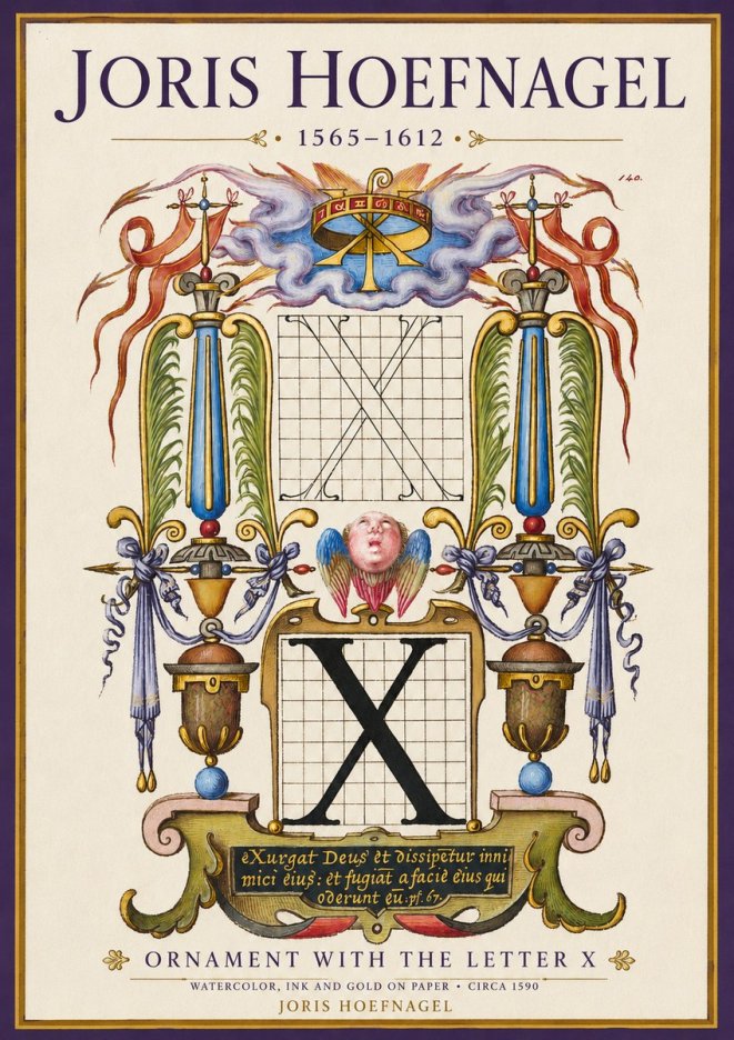 Joris Hoefnagel Ornament with the Letter X No3 - Plakát
