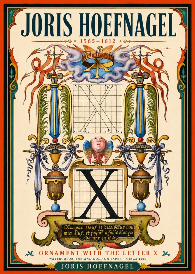 Joris Hoefnagel Ornament with the Letter X No5 - Plakát