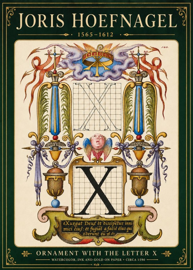 Joris Hoefnagel Ornament with the Letter X No6 - Plakát