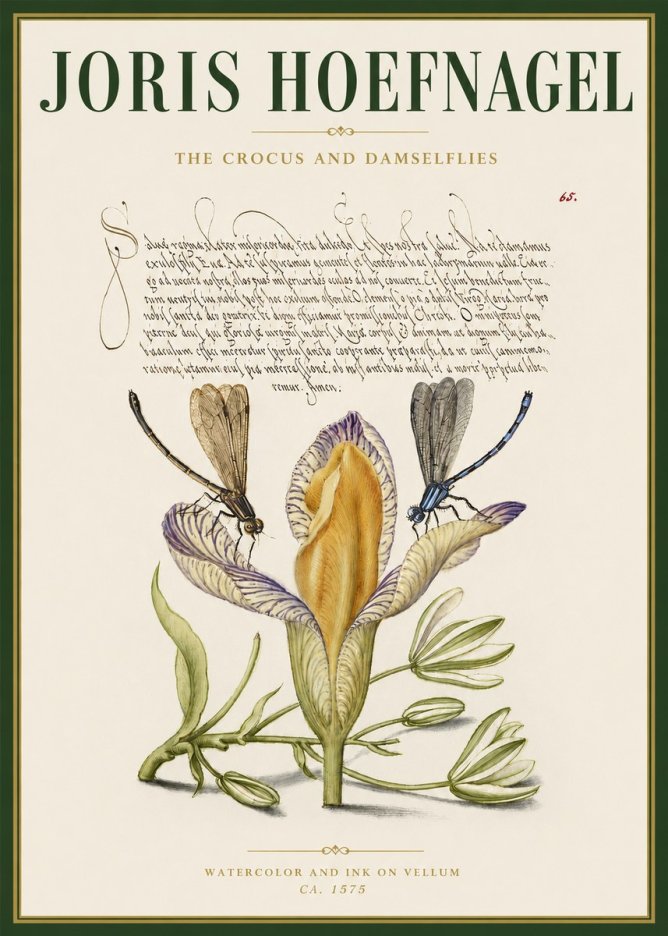 Joris Hoefnagel The Crocus and Damselflies No3 - Plakát