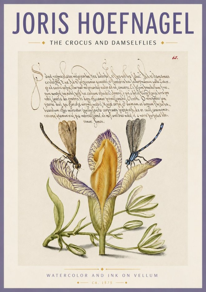 Joris Hoefnagel The Crocus and Damselflies No4 - Plakát
