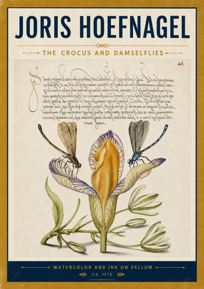 Joris Hoefnagel The Crocus and Damselflies No5 - Plakát