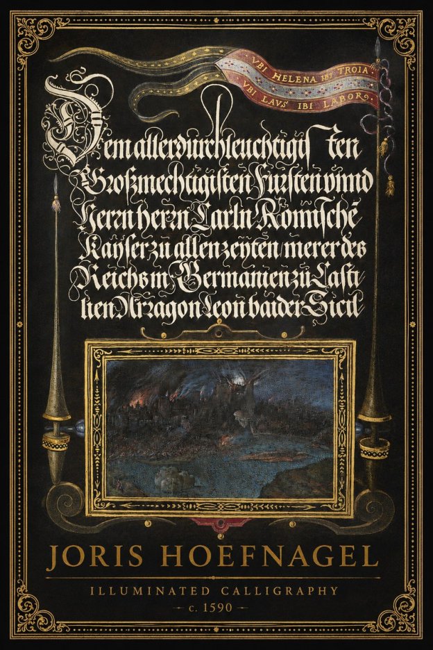 Joris Hoefnagel Illuminated Calligraphy No1 - Plakát