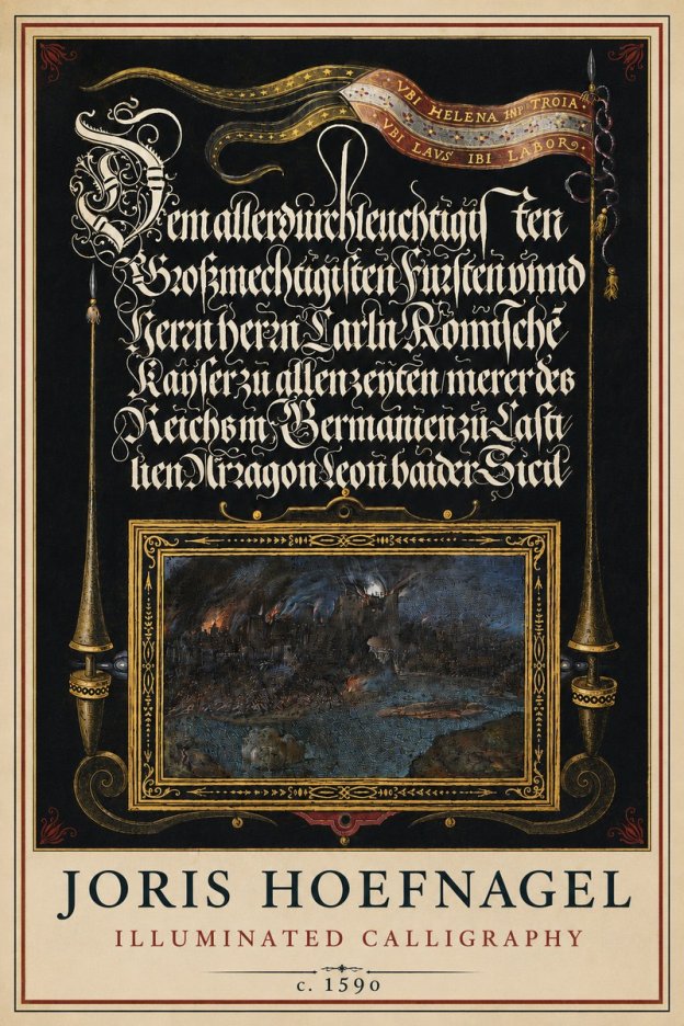 Joris Hoefnagel Illuminated Calligraphy No3 - Plakát
