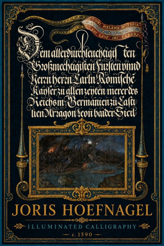 Joris Hoefnagel Illuminated Calligraphy No5 - Plakát