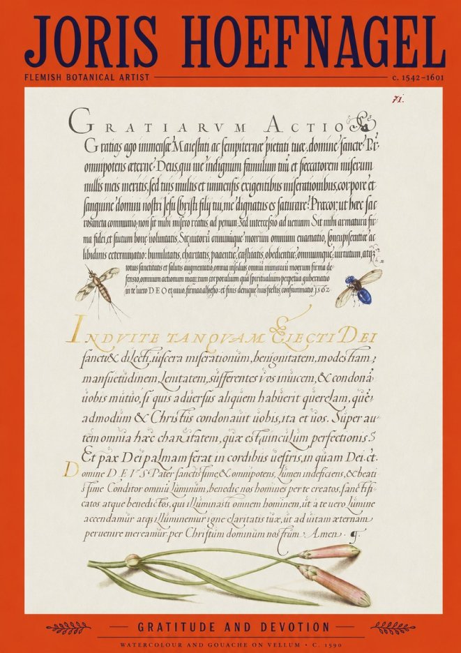 Joris Hoefnagel Thanksgiving to God • Institute for Botanical Studies No2 - Plakát