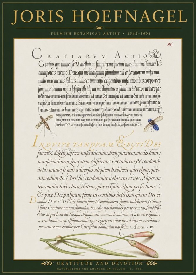 Joris Hoefnagel Thanksgiving to God • Institute for Botanical Studies No3 - Plakát