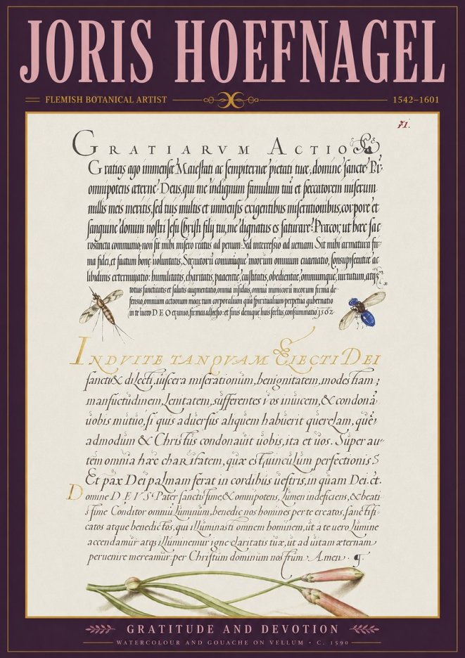 Joris Hoefnagel Thanksgiving to God • Institute for Botanical Studies No4 - Plakát