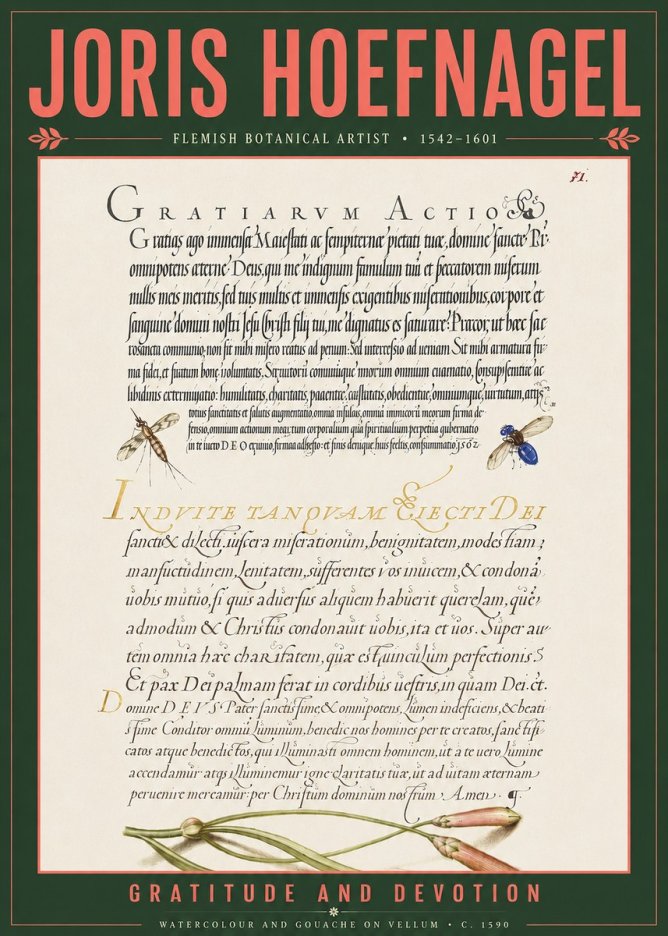 Joris Hoefnagel Thanksgiving to God • Institute for Botanical Studies No5 - Plakát