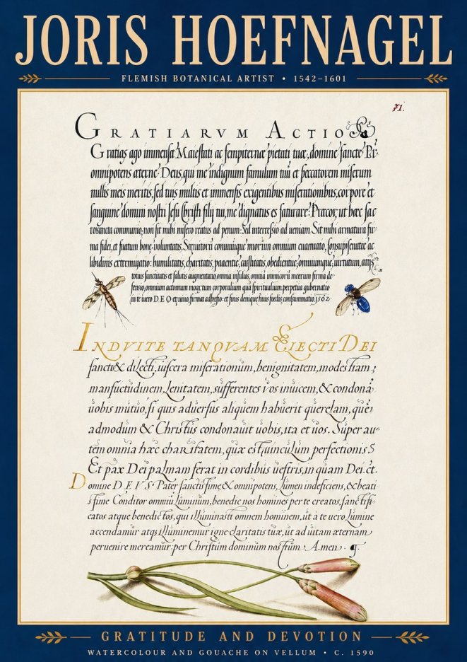 Joris Hoefnagel Thanksgiving to God • Institute for Botanical Studies No6 - Plakát