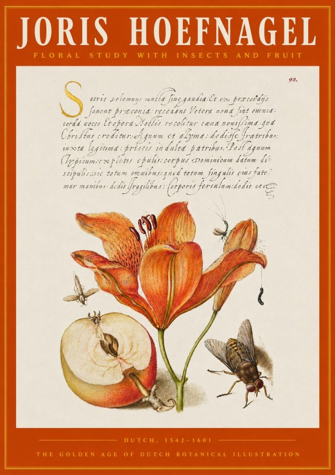 Joris Hoefnagel Floral Study with Insects and Fruit No2 - Plakát