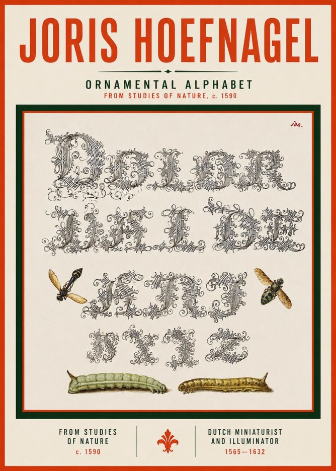 Joris Hoefnagel Ornamental Alphabet from Studies of Nature No3 - Plakát