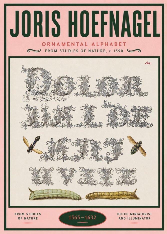 Joris Hoefnagel Ornamental Alphabet from Studies of Nature No4 - Plakát