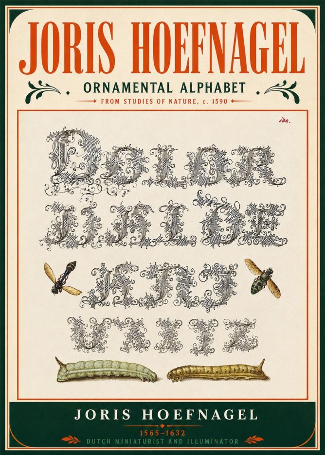 Joris Hoefnagel Ornamental Alphabet from Studies of Nature No5 - Plakát