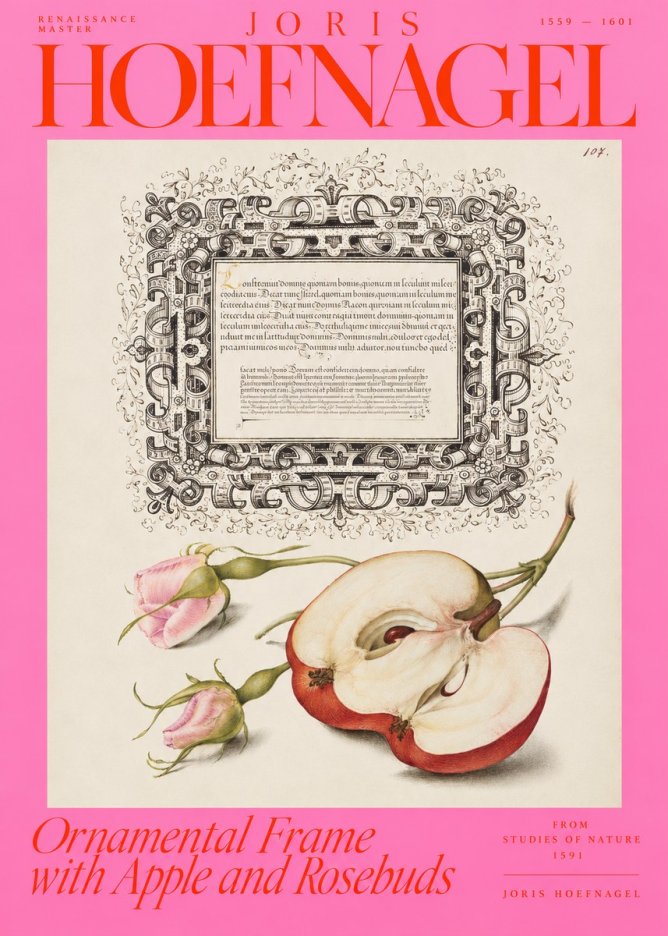 Joris Hoefnagel Illuminated Calligraphy and Botanical Study No4 - Plakát