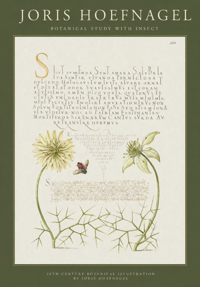 Joris Hoefnagel Botanical Study with Insect No1 - Plakát