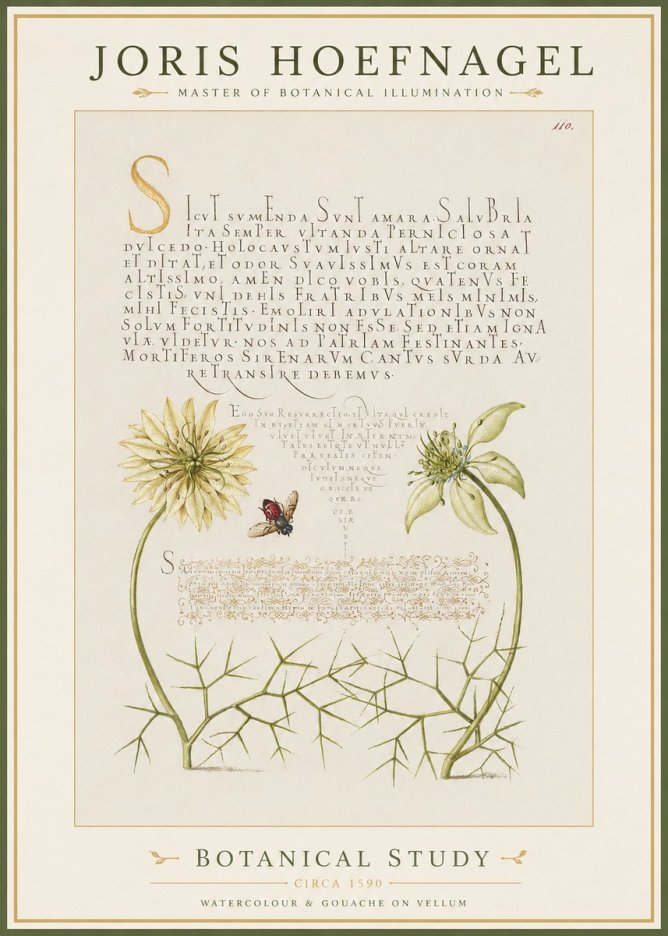 Joris Hoefnagel Botanical Study with Insect No2 - Plakát