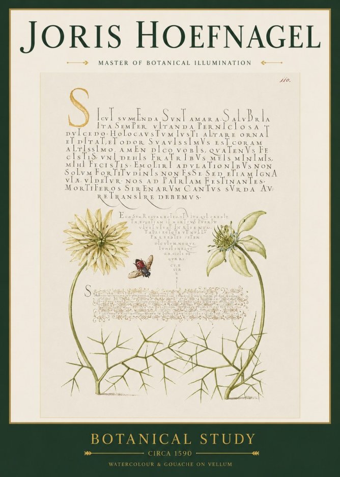 Joris Hoefnagel Botanical Study with Insect No3 - Plakát