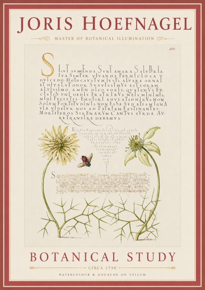 Joris Hoefnagel Botanical Study with Insect No5 - Plakát