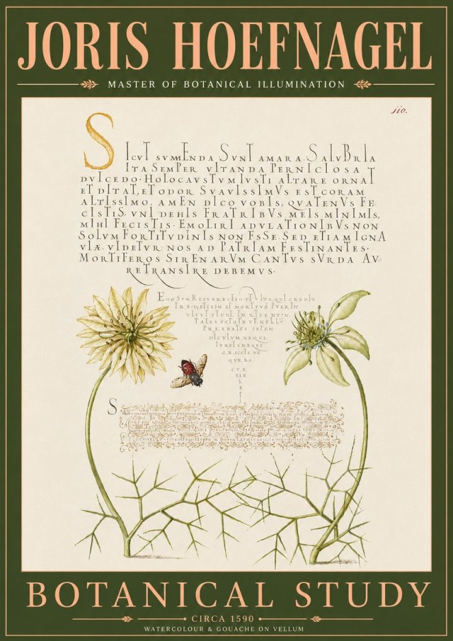 Joris Hoefnagel Botanical Study with Insect No6 - Plakát