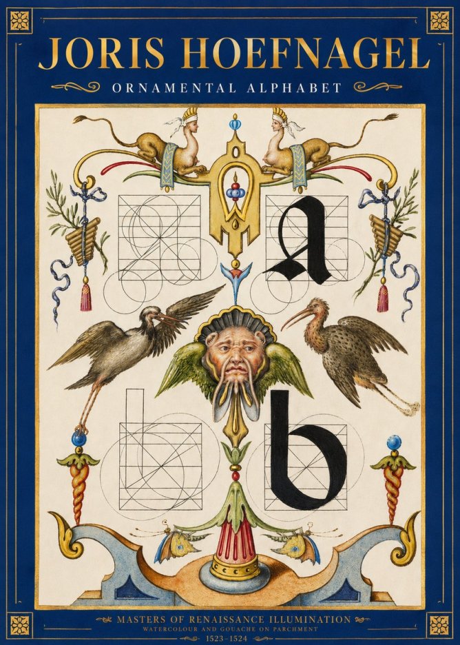 Joris Hoefnagel Ornamental Alphabet No3 - Plakát