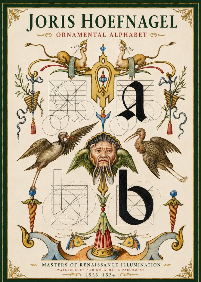 Joris Hoefnagel Ornamental Alphabet No5 - Plakát