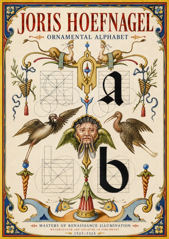 Joris Hoefnagel Ornamental Alphabet No6 - Plakát