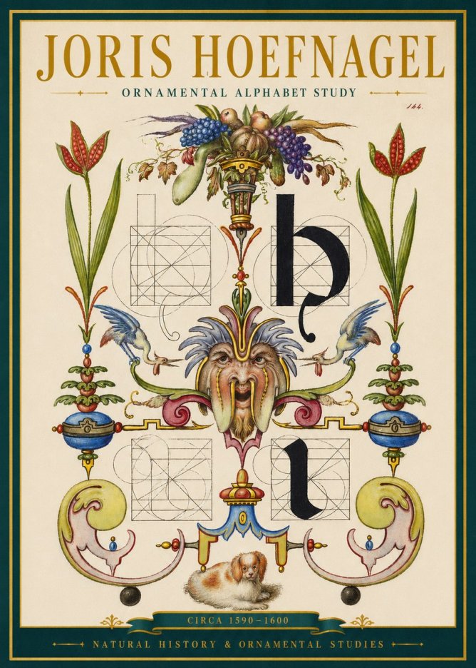 Joris Hoefnagel Floral Grotesque with Putto No3 - Plakát