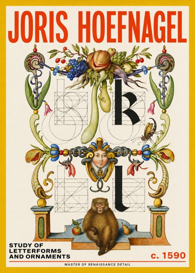 Joris Hoefnagel Study of Letterforms and Ornaments No5 - Plakát