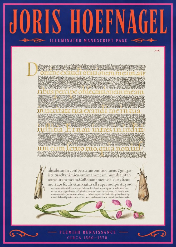 Joris Hoefnagel Illuminated Manuscript Page II No2 - Plakát
