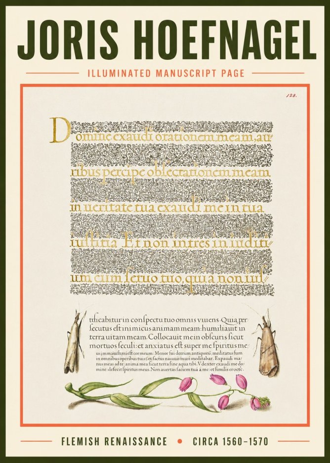 Joris Hoefnagel Illuminated Manuscript Page II No3 - Plakát