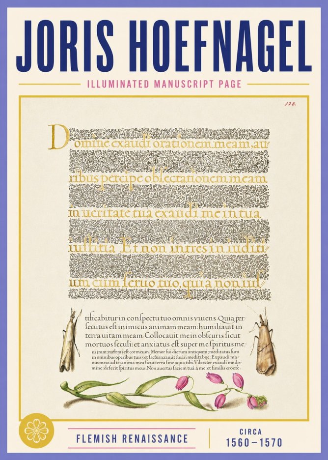 Joris Hoefnagel Illuminated Manuscript Page II No4 - Plakát