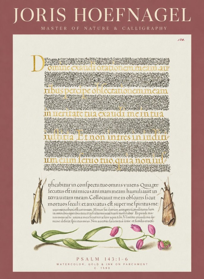 Joris Hoefnagel Illuminated Manuscript Page II No6 - Plakát